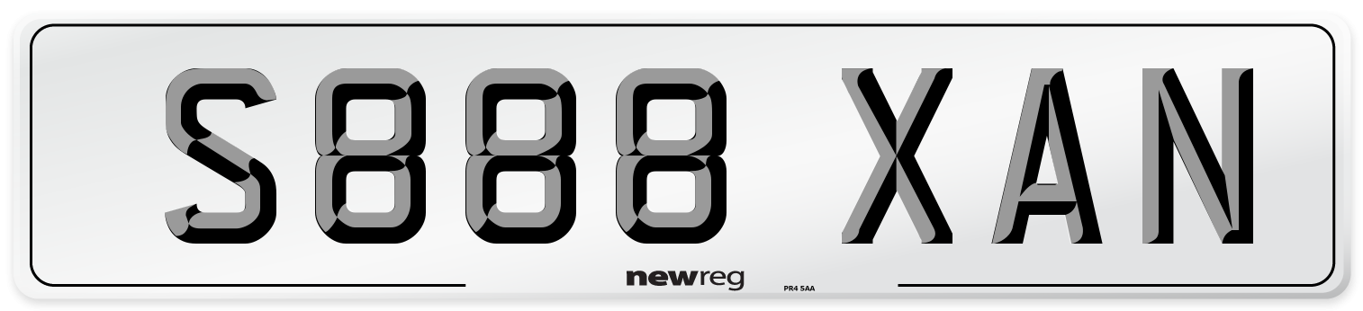 S888 XAN Number Plate from New Reg